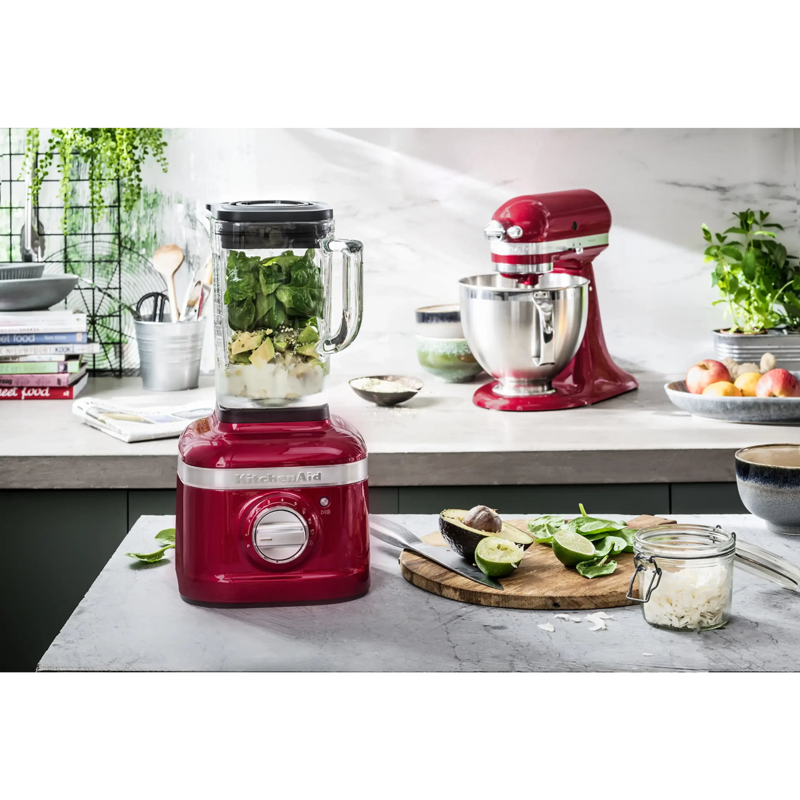 Batidora de vaso - KitchenAid 5KSB4026ECA K400, 1200 W, 1.40 l, Cuchilla de acero inoxidable, 5 Velocidades, Rojo - Imagen 2