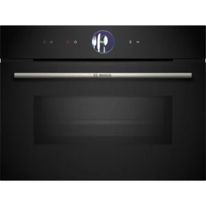 Horno compacto con microondas - Bosch CMG7761B1, Convencional, Limpieza Pirolítica y con agua, 45 l, Aire caliente 4D, Home Connect , 60 cm, Negro