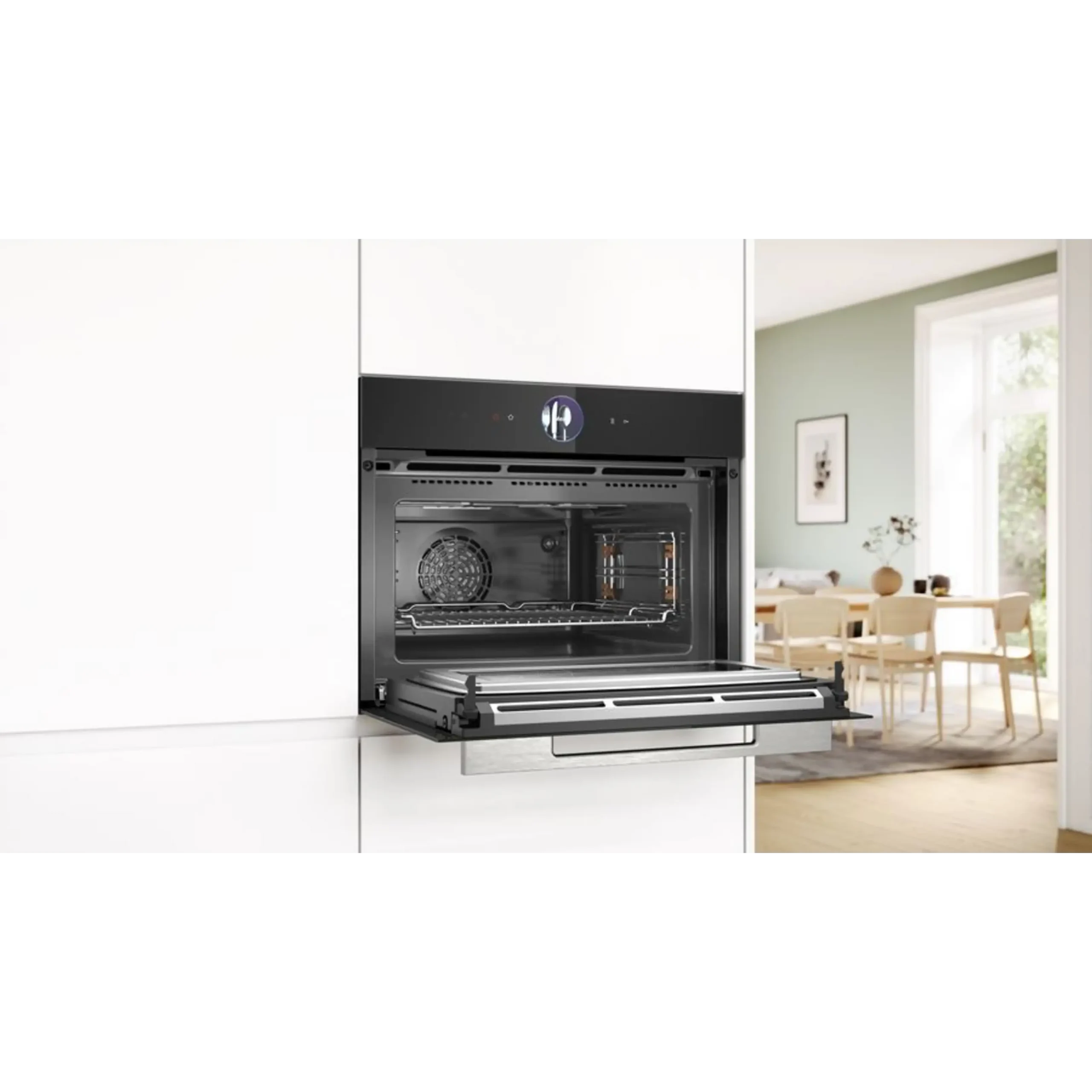 Horno compacto con microondas - Bosch CMG7761B1, Convencional, Limpieza Pirolítica y con agua, 45 l, Aire caliente 4D, Home Connect , 60 cm, Negro - Imagen 9