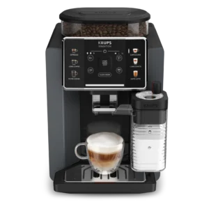 Cafetera superautomática - Krups Sensation Milk EA912B, 15 bar, 1450 W, 1.7 L, 6 modos, 2 tazas, Depósito de leche 0.3 L, Táctil, Gris
