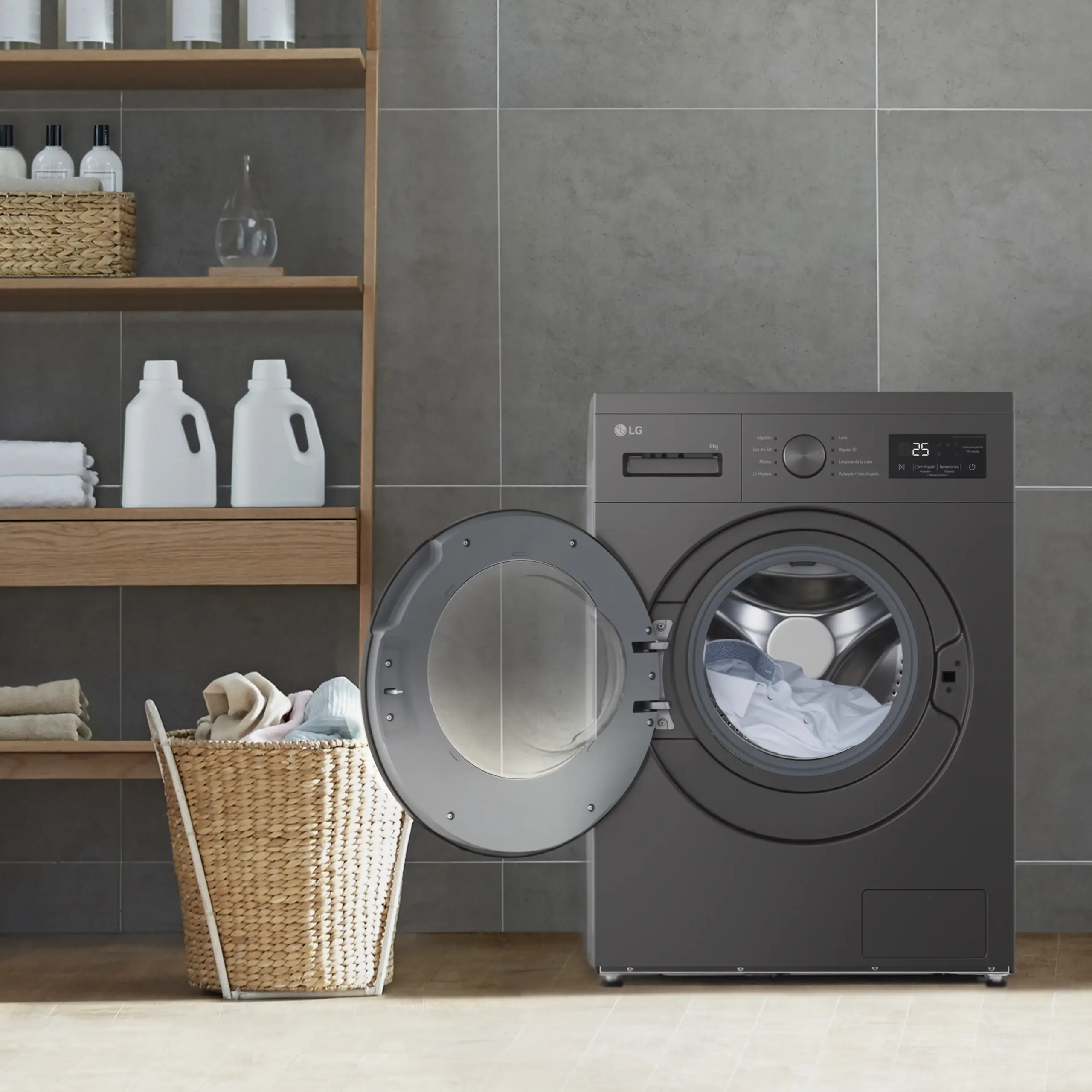 Lavadora carga frontal - LG F4A10S8NDK, 8 kg, 1400 rpm, 8 programas, Grafito Silver – Image 3