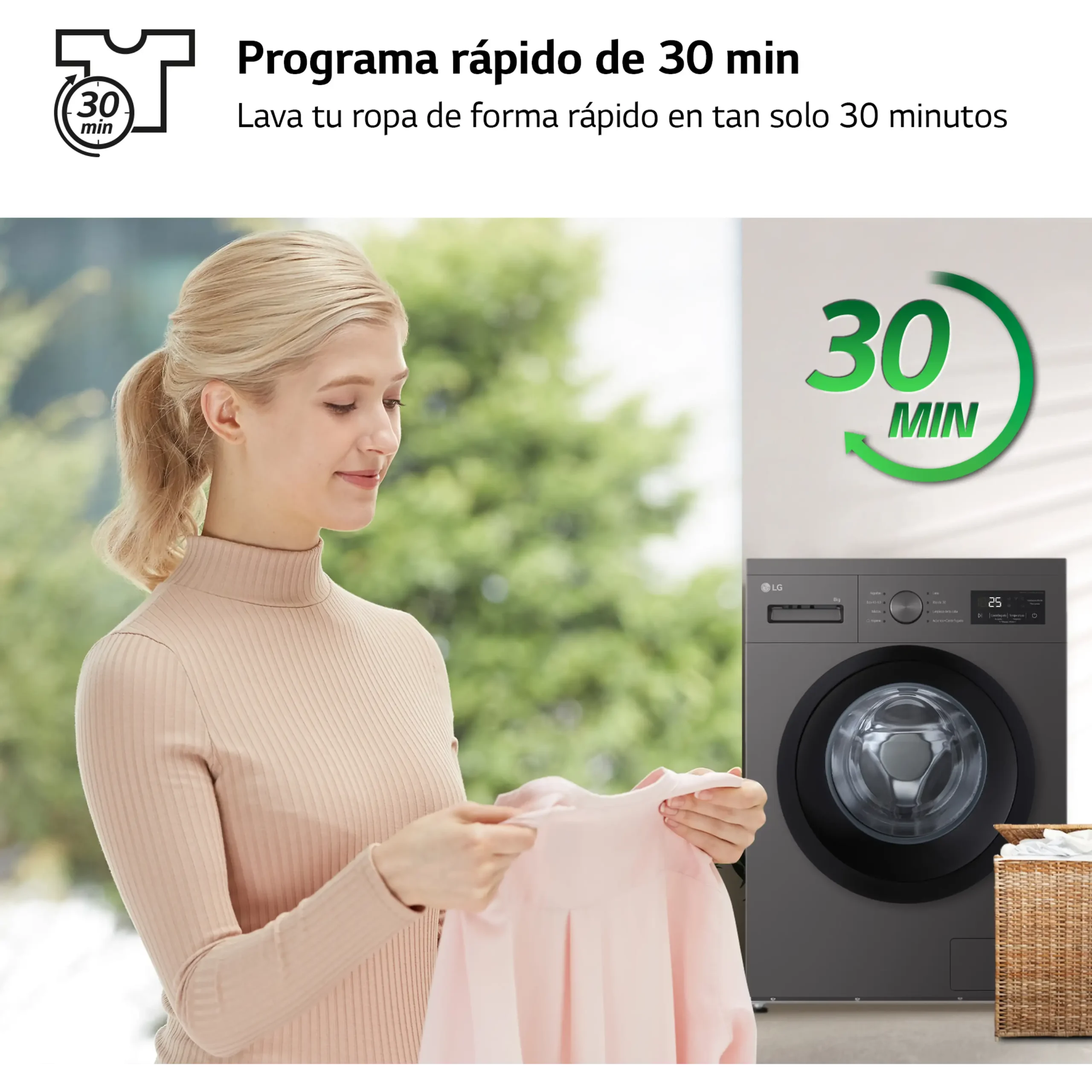 Lavadora carga frontal - LG F4A10S8NDK, 8 kg, 1400 rpm, 8 programas, Grafito Silver – Image 10