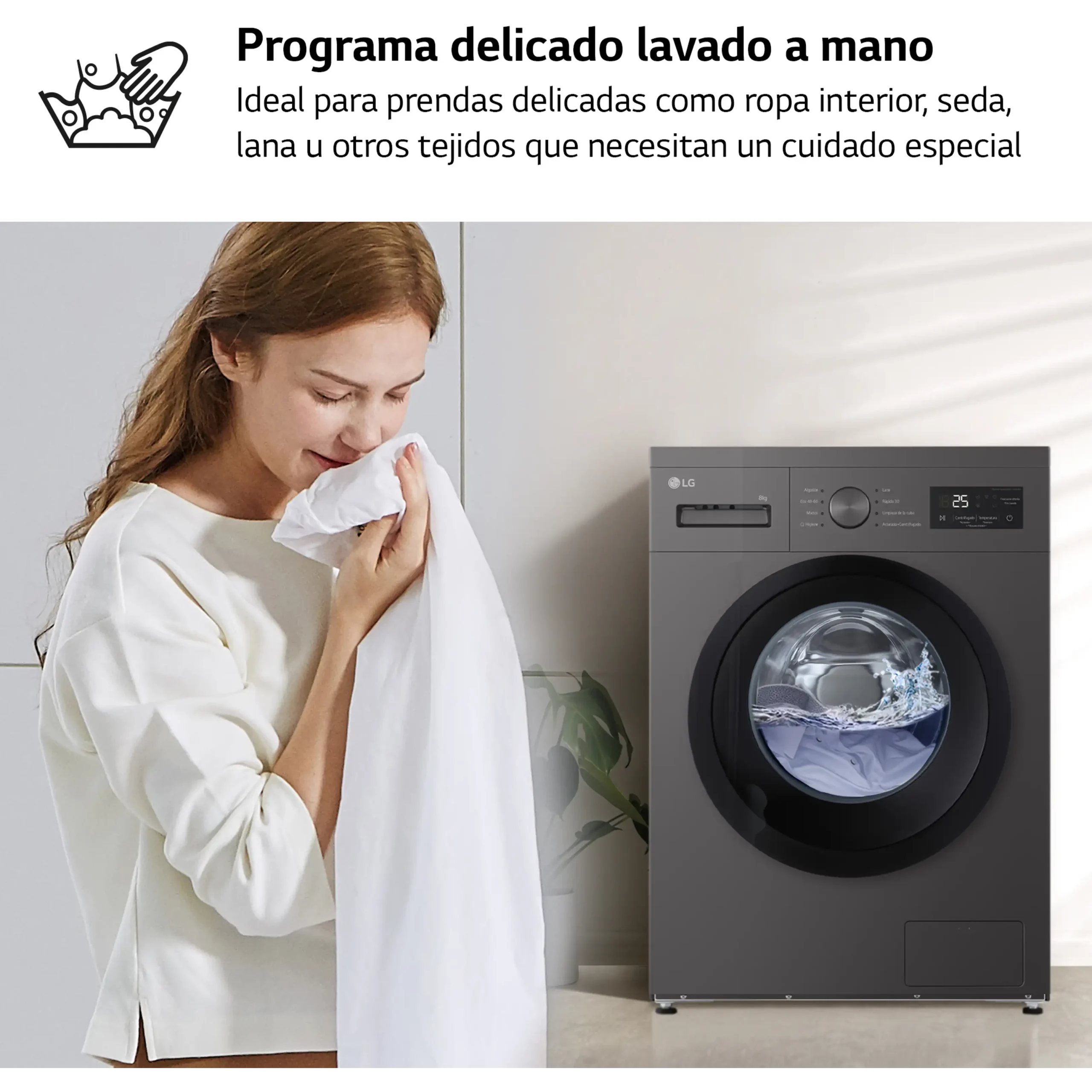 Lavadora carga frontal - LG F4A10S8NDK, 8 kg, 1400 rpm, 8 programas, Grafito Silver – Image 9