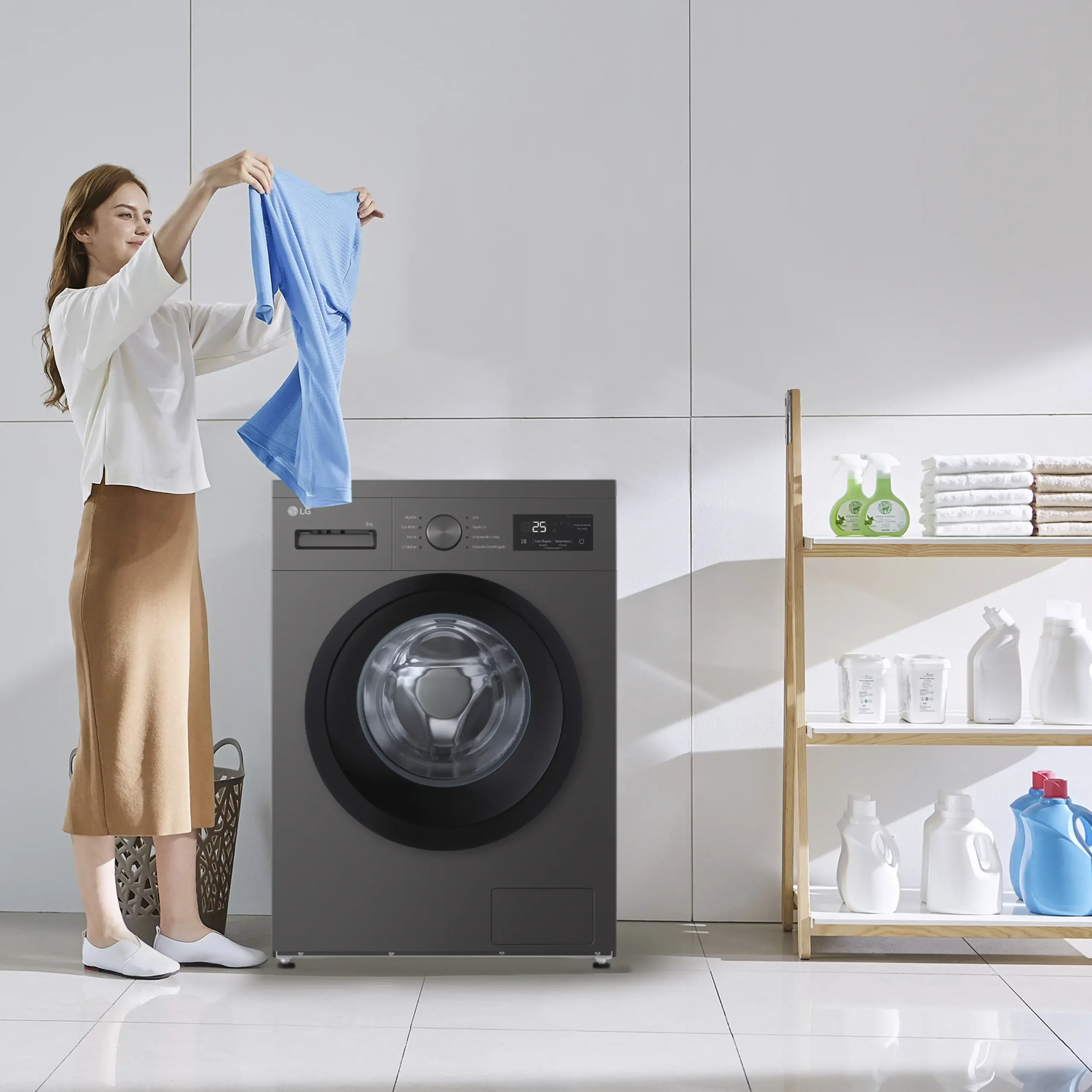 Lavadora carga frontal - LG F4A10S8NDK, 8 kg, 1400 rpm, 8 programas, Grafito Silver – Image 4