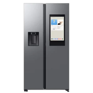 Frigorífico americano - Samsung Family Hub Bespoke AI RS90F66BETEF, Twin Cooling, 178.4 cm, 614 l, Dispensador agua y hielo, Balda botellero, Inox