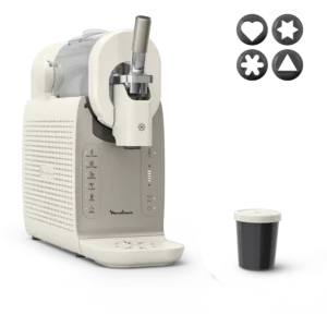Heladera - Moulinex Freezi MJ803, Heladera 16 en 1, Helados y bebidas heladas al momento, 5 Programas automáticos, Silenciosa, 8 Raciones, Blanca