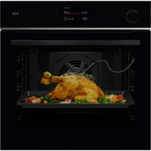 Horno a vapor - AEG Serie 7000 TR7PB73FSB, display color, WiFi, sonda térmica, Integrado + Libre instalación, Pirolítico, 72 l, 59,6 cm, Negro