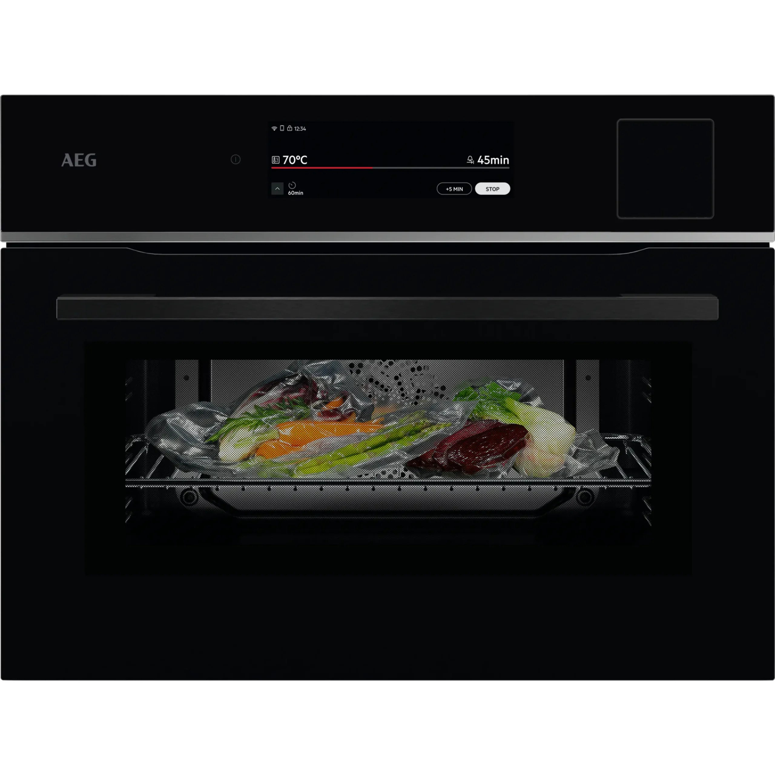 Horno a vapor - AEG Serie 9000 TP9SK821B, Integrable, Hidrolítica, 45 l, 595 mm, Negro
