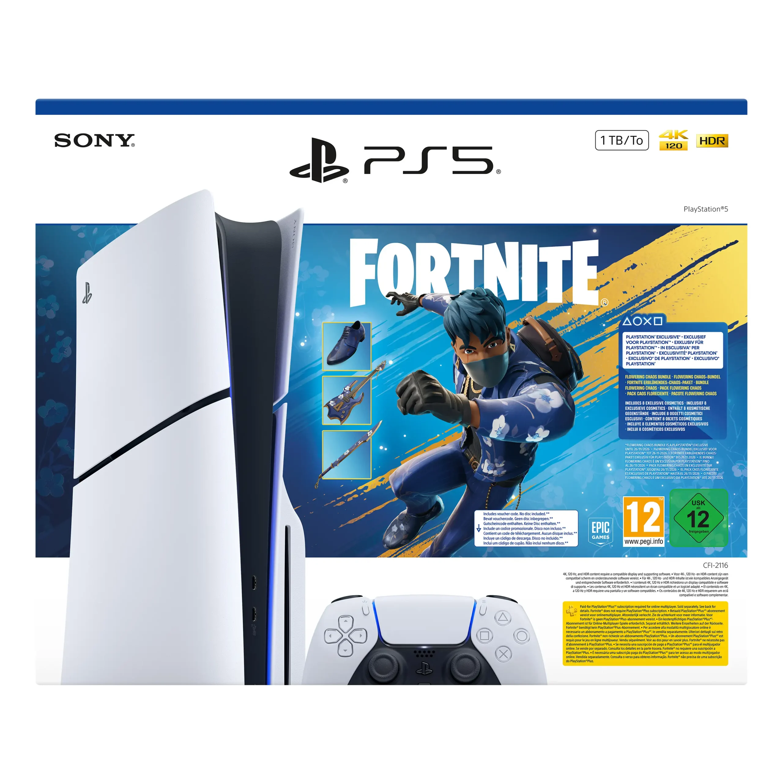 Consola PS5 - SONY Slim 1TB Edición Disco - Fortnite Flowering Chaos, 1 TB, White - Imagen 9