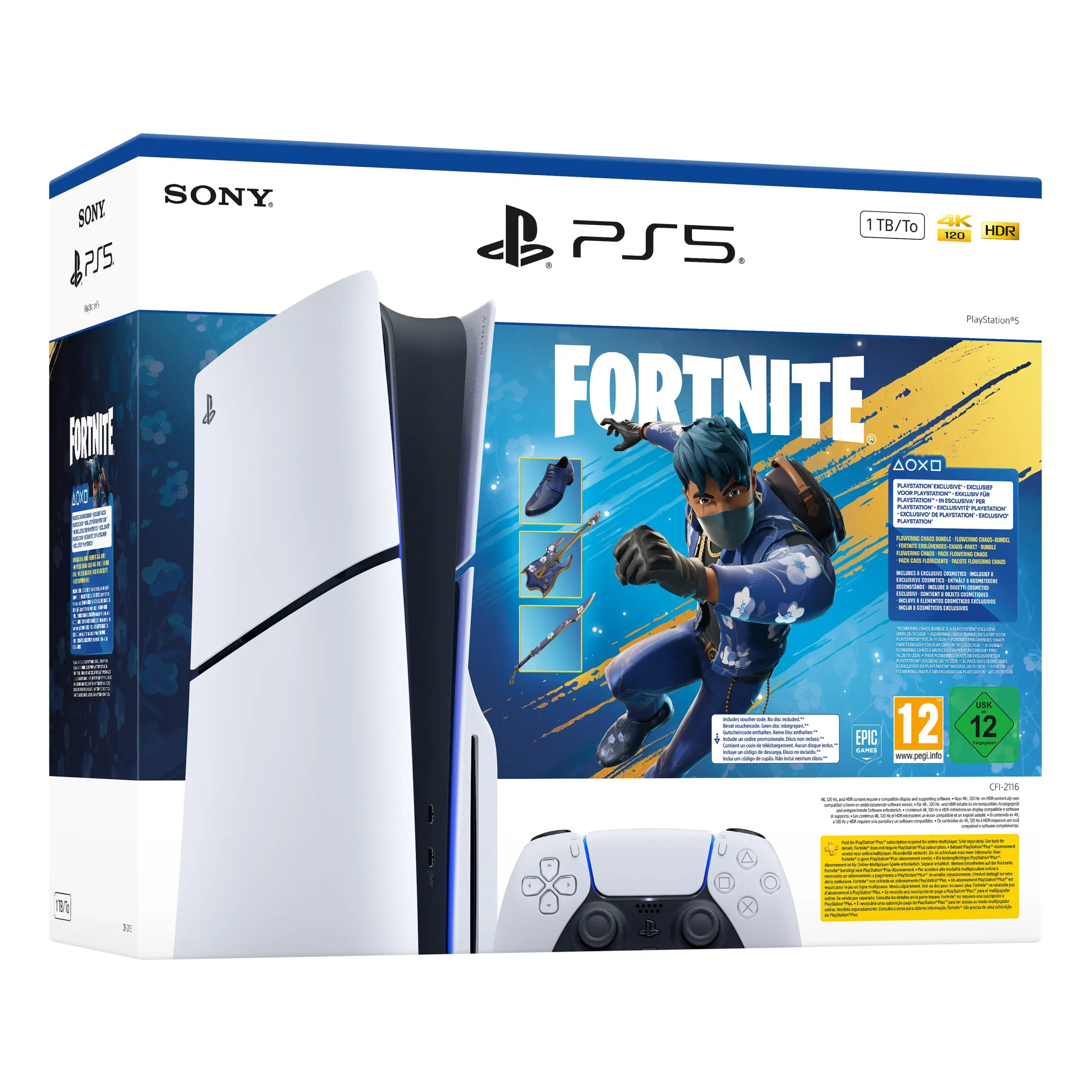 Consola PS5 - SONY Slim 1TB Edición Disco - Fortnite Flowering Chaos, 1 TB, White - Imagen 7