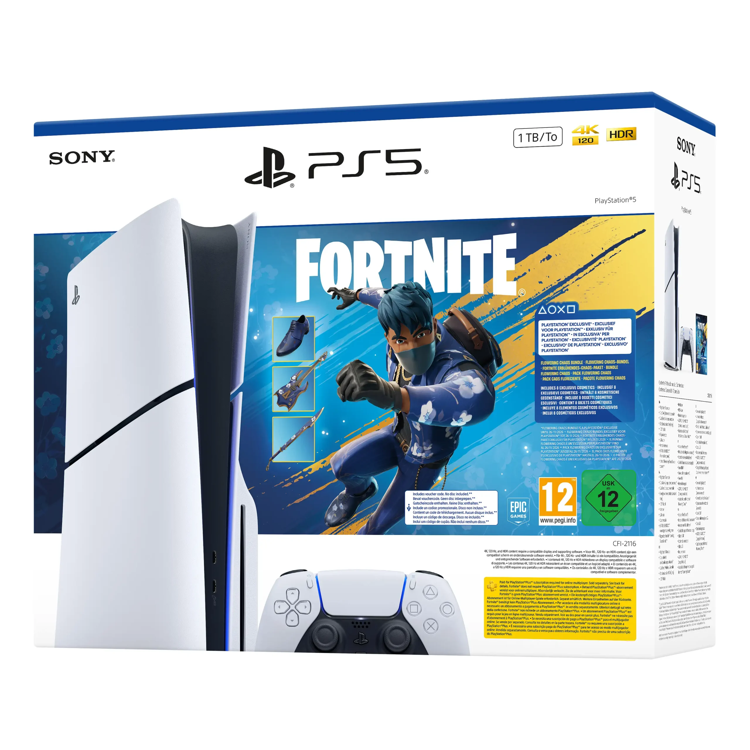 Consola PS5 - SONY Slim 1TB Edición Disco - Fortnite Flowering Chaos, 1 TB, White - Imagen 6